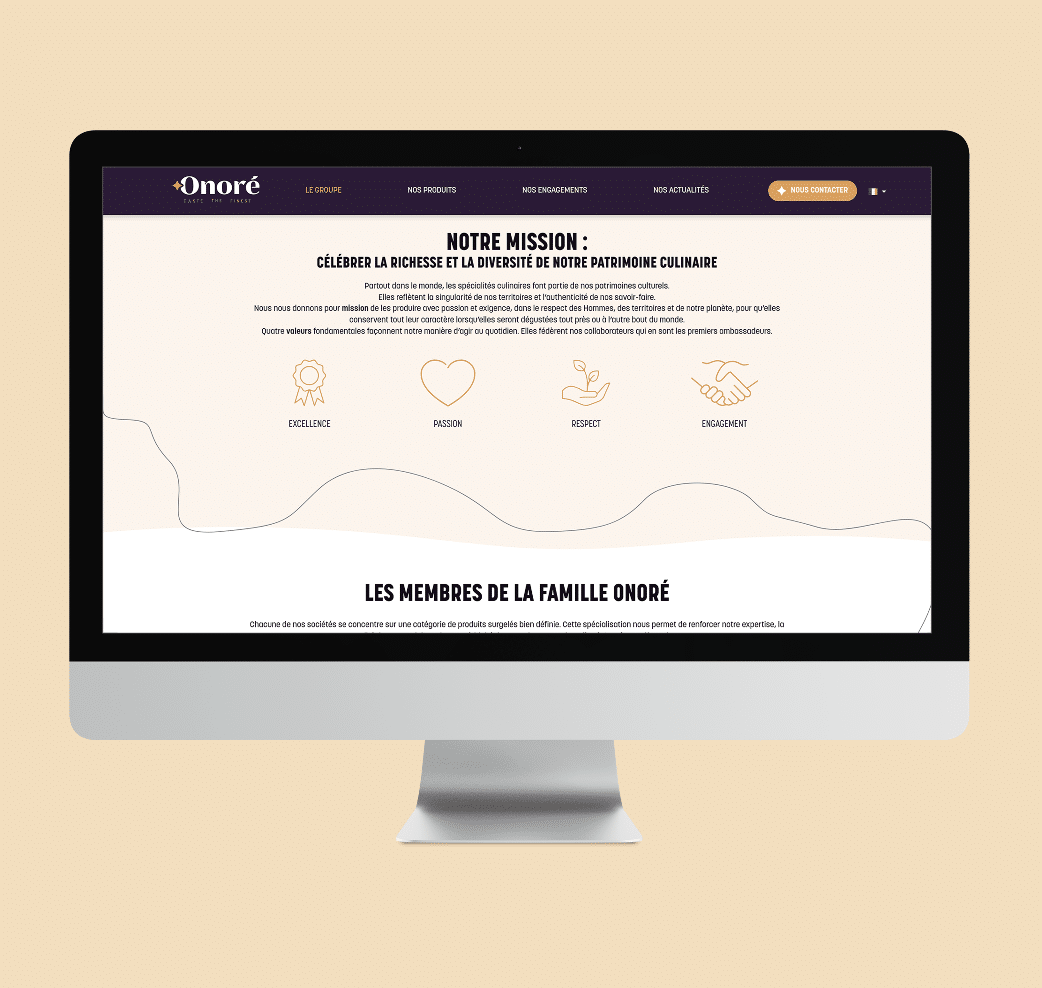 Site internet Onoré developpement web Aioli Digital communication food