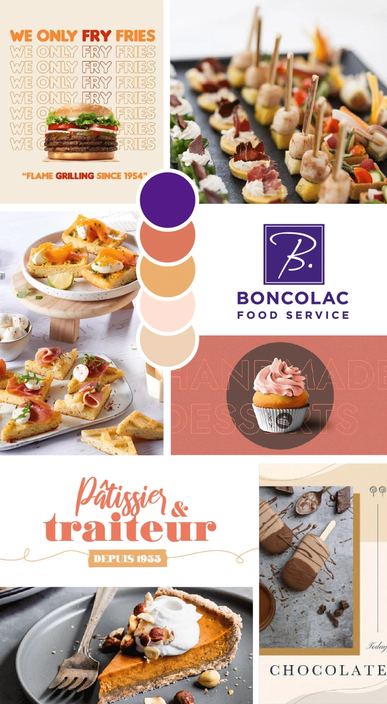 Moodboard identité visuelle Boncolac Aioli Digital communication food