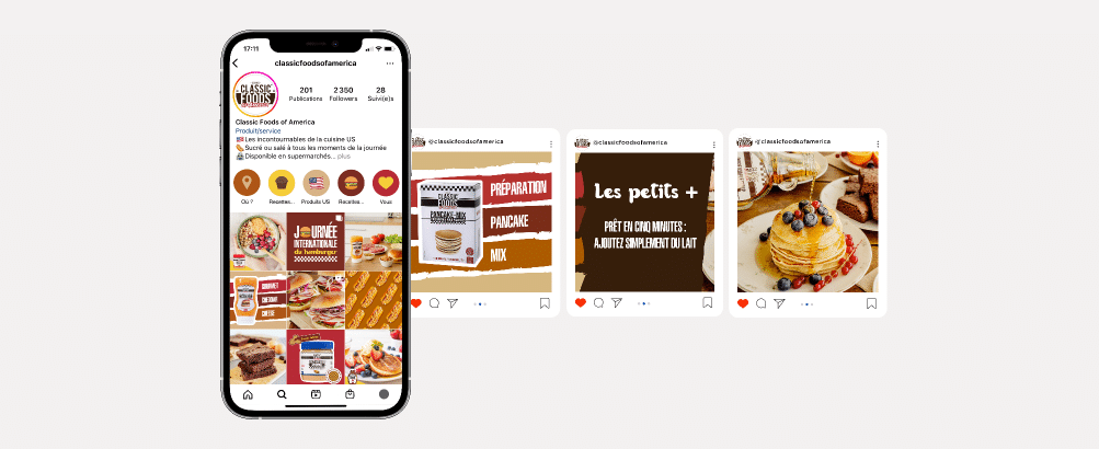 Social media Classic Foods America par Aioli Digital agence food