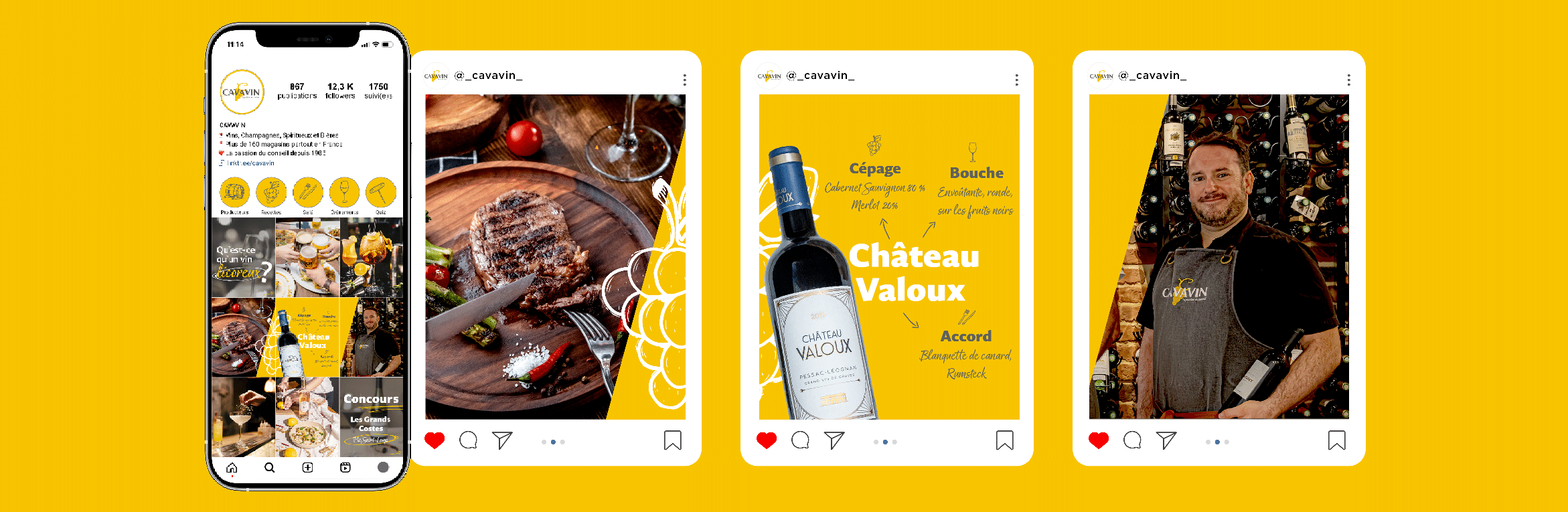 Social media instagram Cavavin stratégie digitale par Aioli Digital agence communication food
